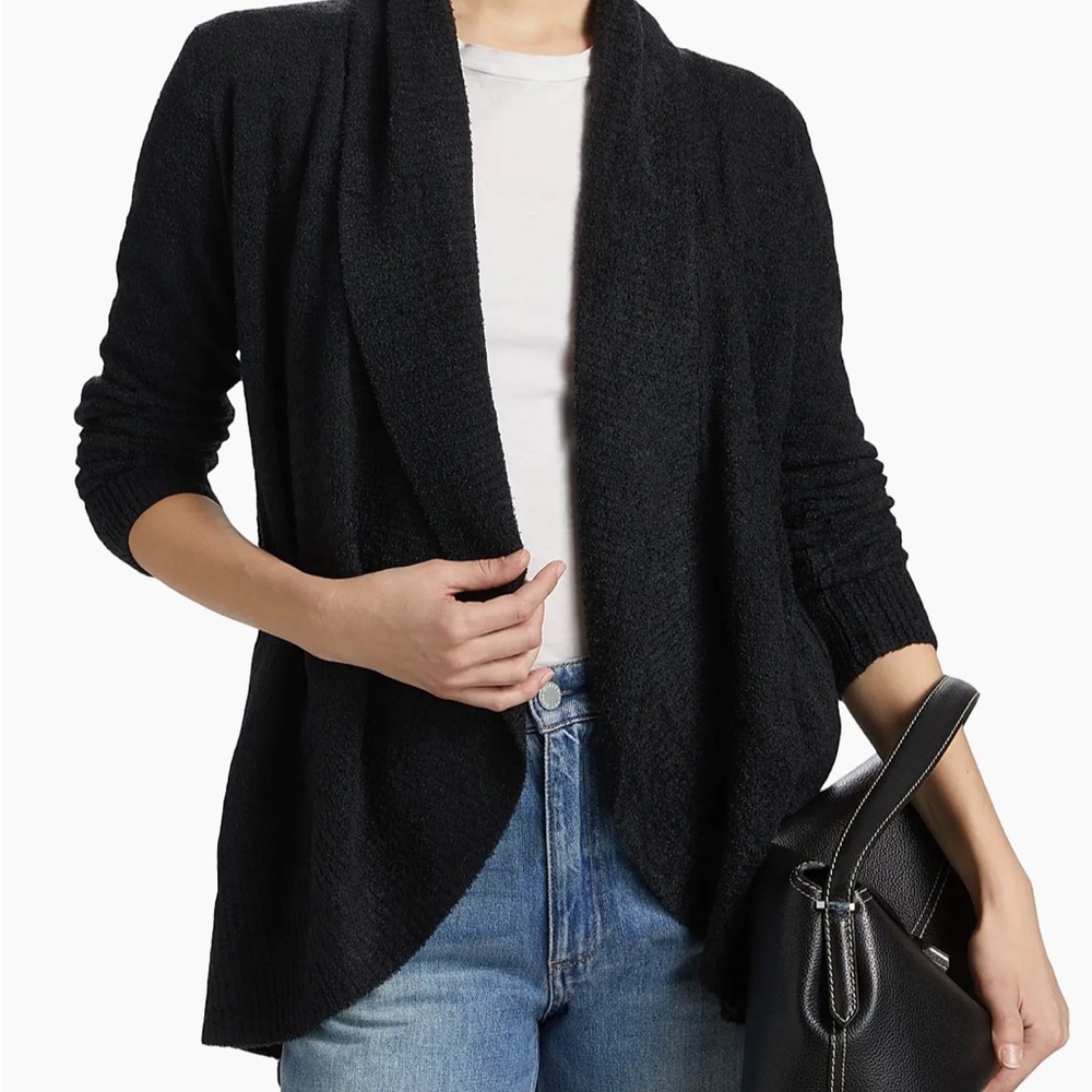 Barefoot Dreams Cozychic Lite Circle Cardigan in black